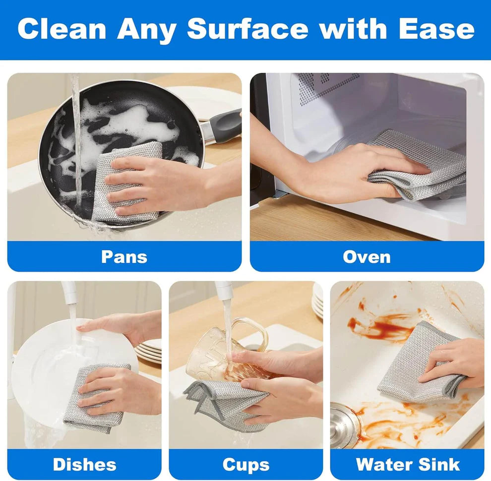Multipurpose Wire Dishwashing Rags for Wet and Dry (5 Pcs)